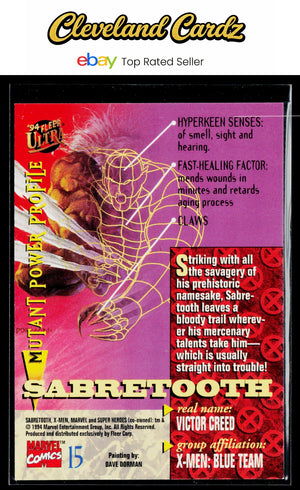 1994 Ultra X-Men #15 Sabretooth