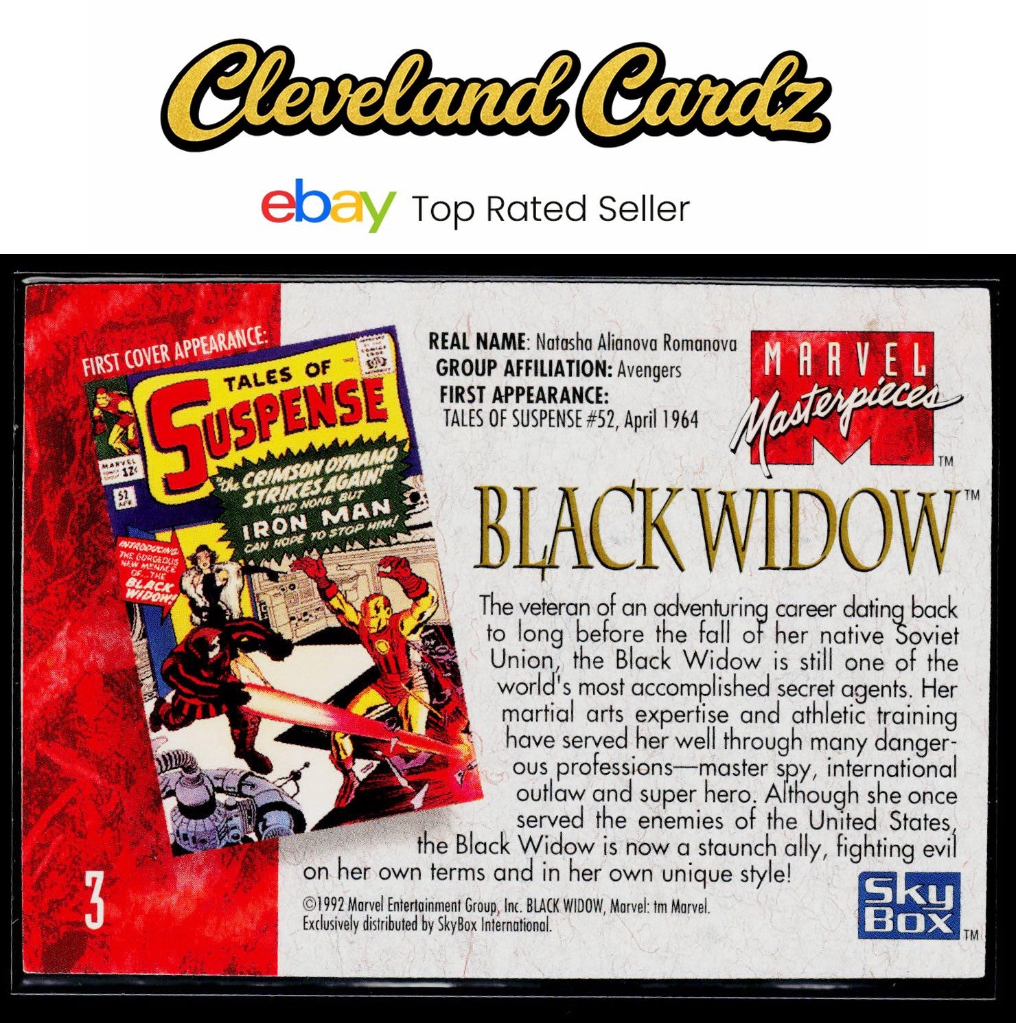 1992 SkyBox Marvel Masterpieces #3 Black Widow