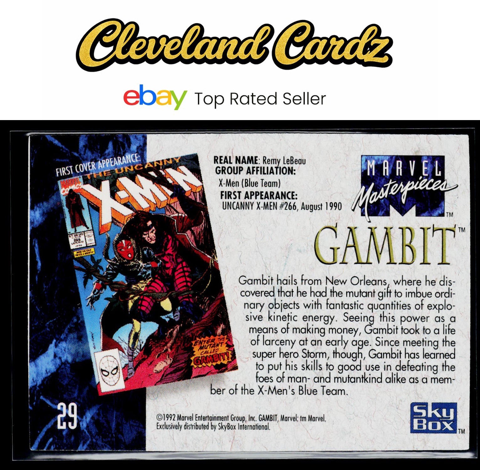 1992 SkyBox Marvel Masterpieces #29 Gambit