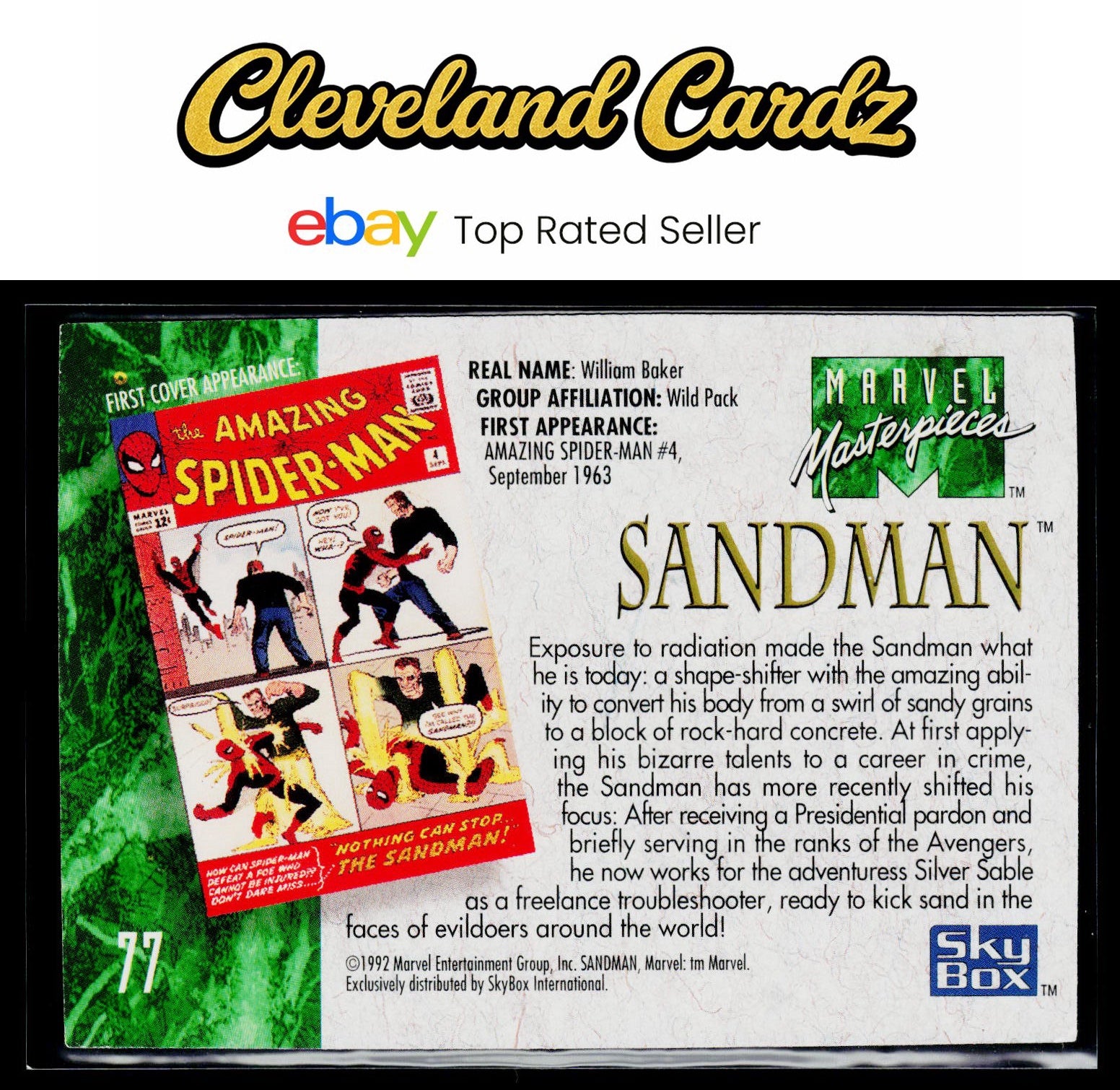 1992 SkyBox Marvel Masterpieces #77 Sandman