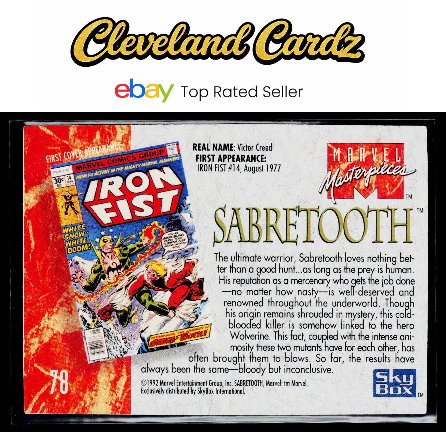 1992 SkyBox Marvel Masterpieces #78 Sabretooth