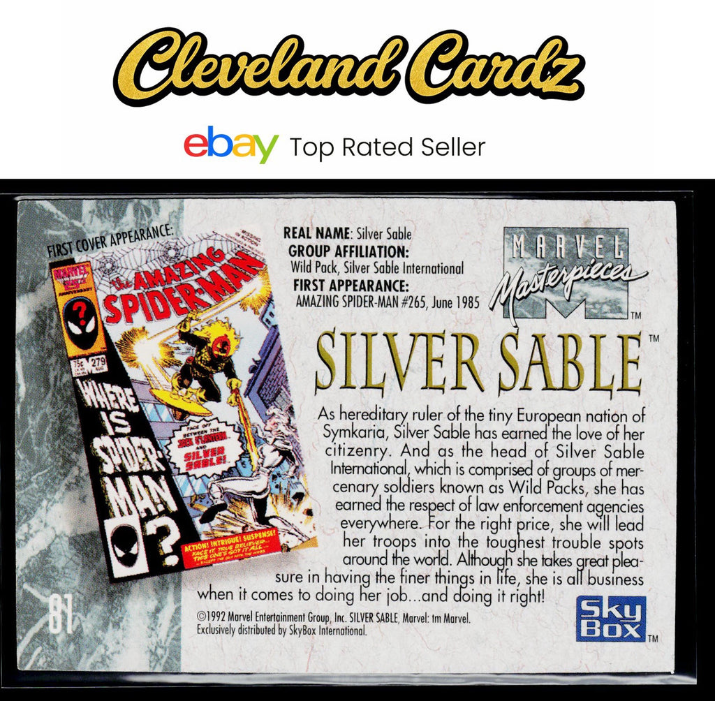 1992 SkyBox Marvel Masterpieces #81 Silver Sable