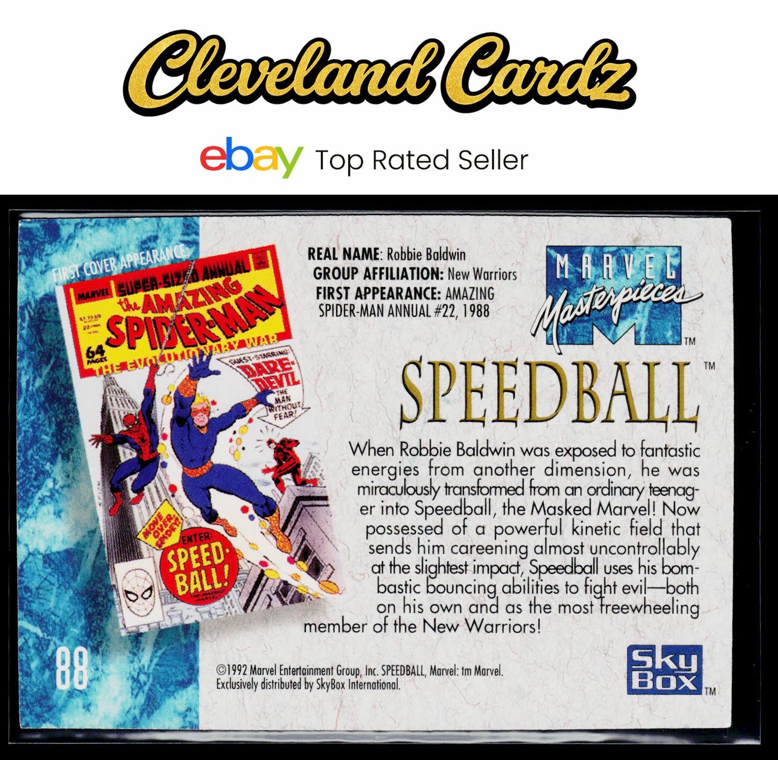 1992 SkyBox Marvel Masterpieces #88 Speedball