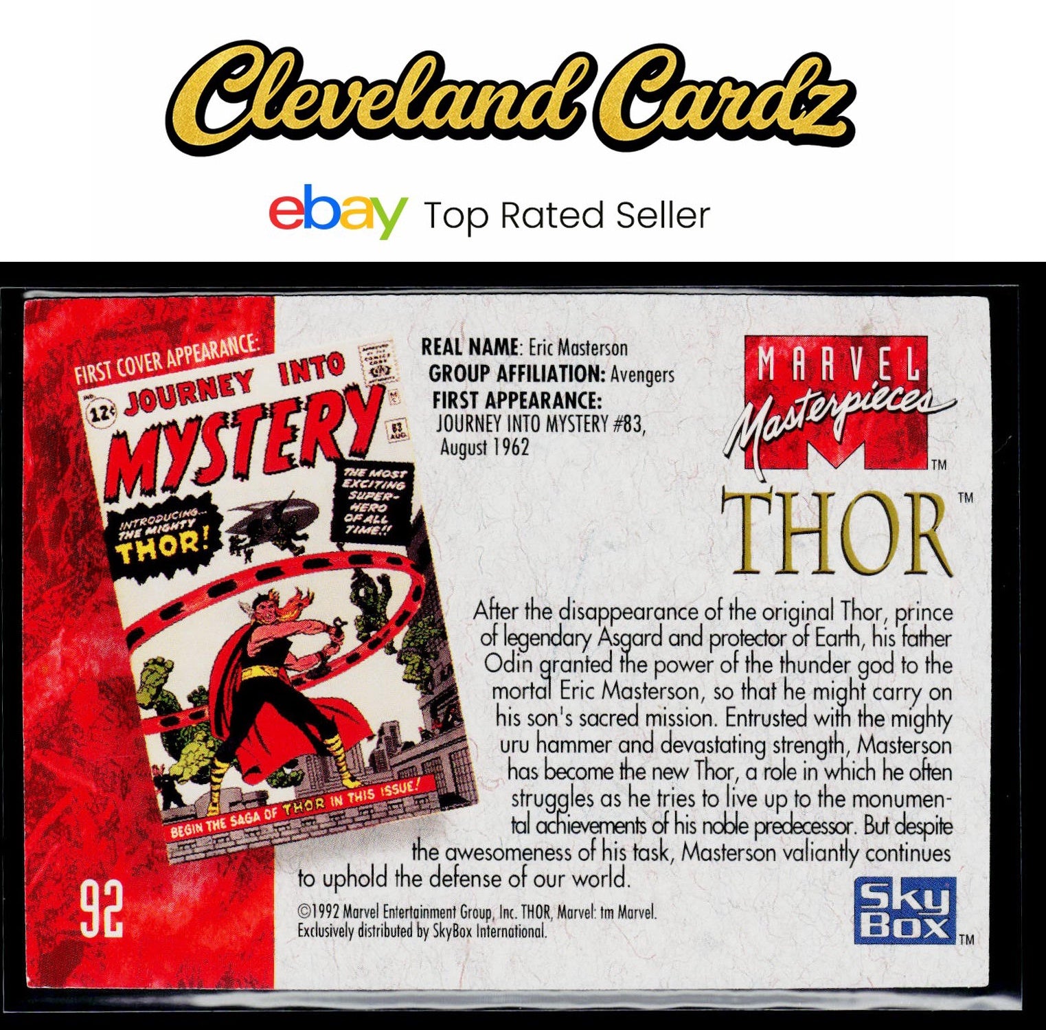 1992 SkyBox Marvel Masterpieces #92 Thor