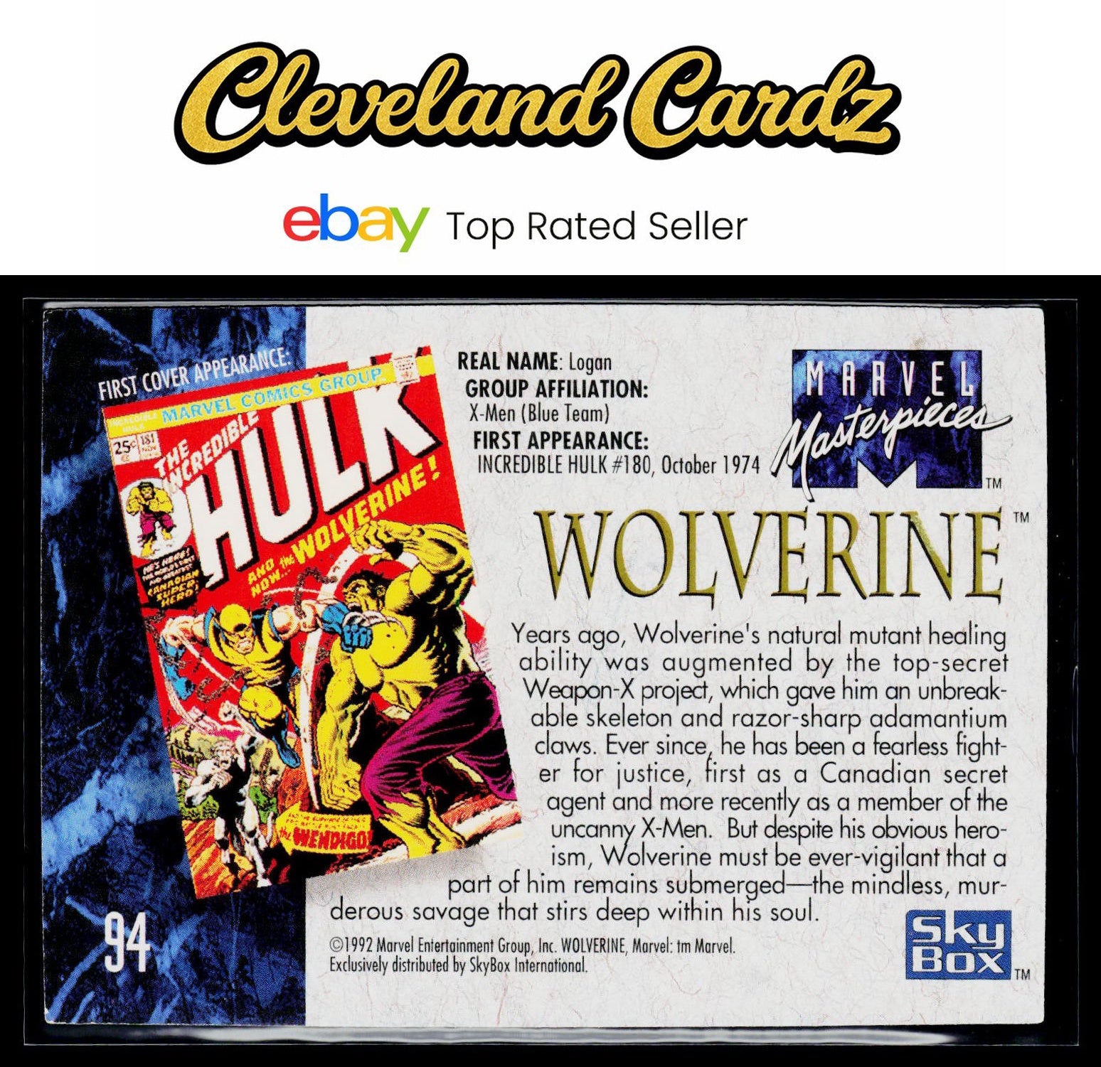 1992 SkyBox Marvel Masterpieces #94 Wolverine