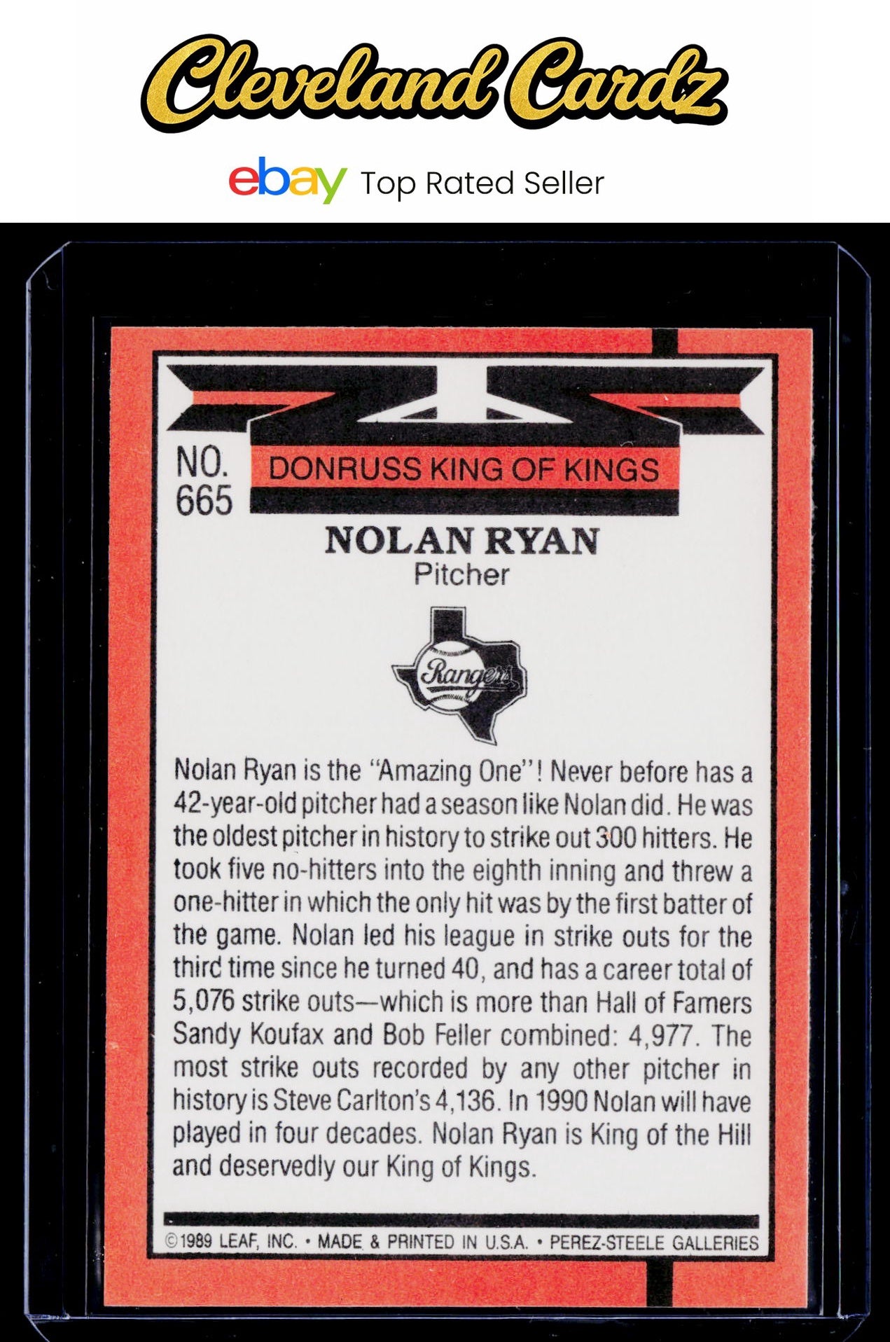 1990 Donruss #665 Nolan Ryan 5000K Error Card