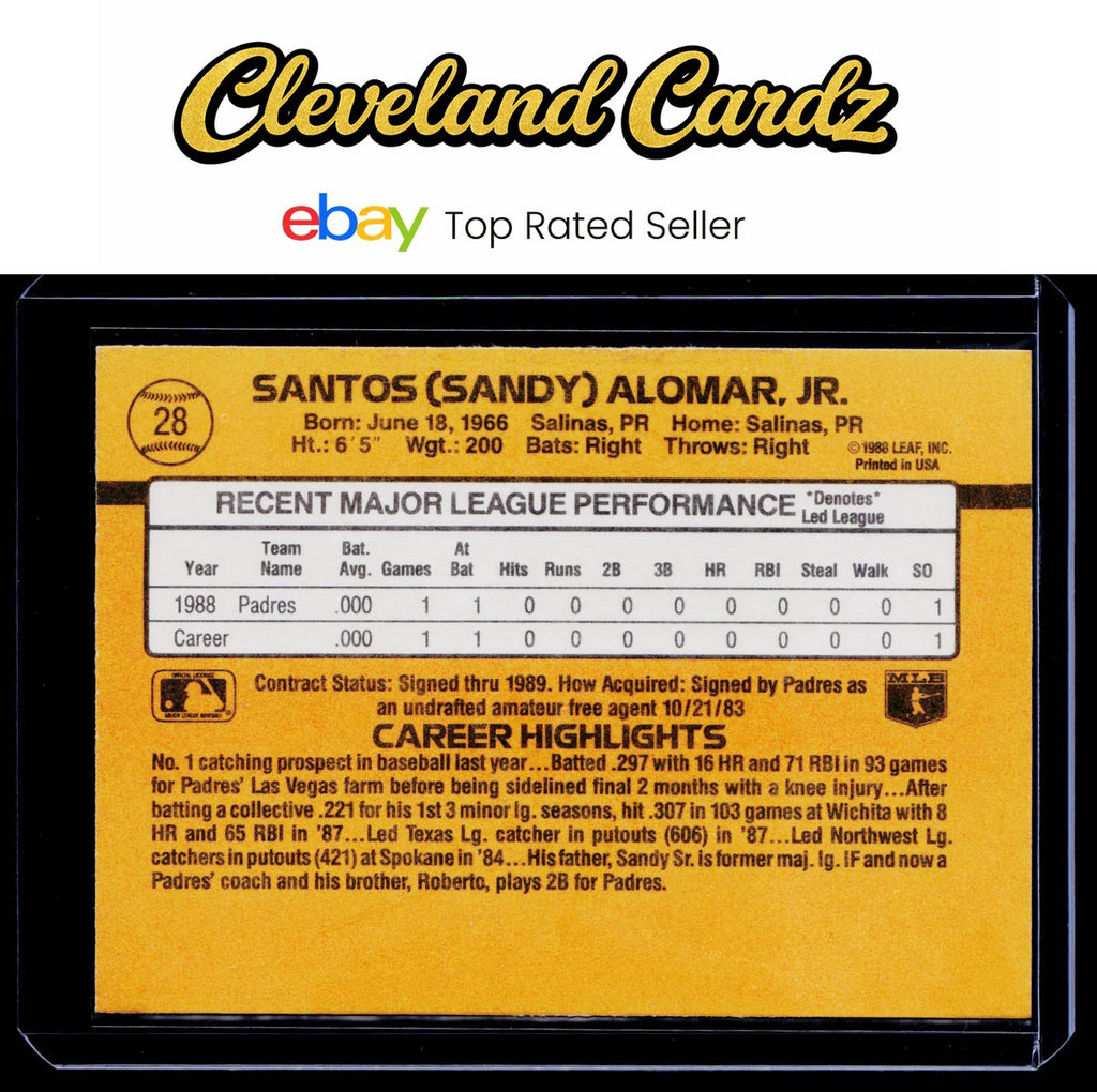 1989 Donruss #28 Sandy Alomar Jr.