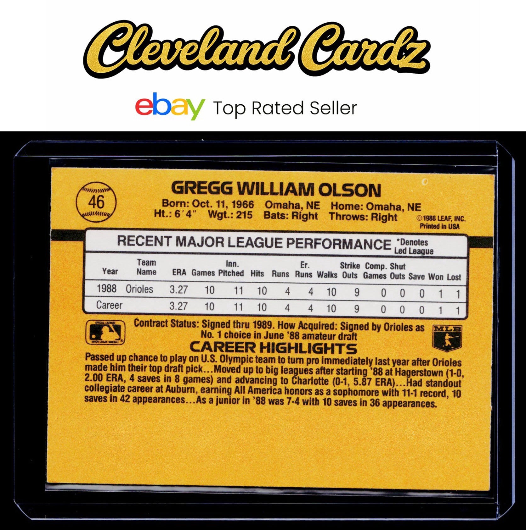 1989 Donruss #46 Gregg Olson