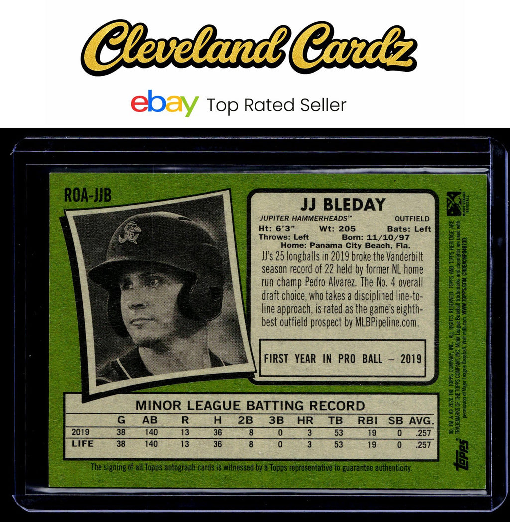2020 Topps Heritage Minor League #ROA-JJB JJ Bleday Real One Autographs