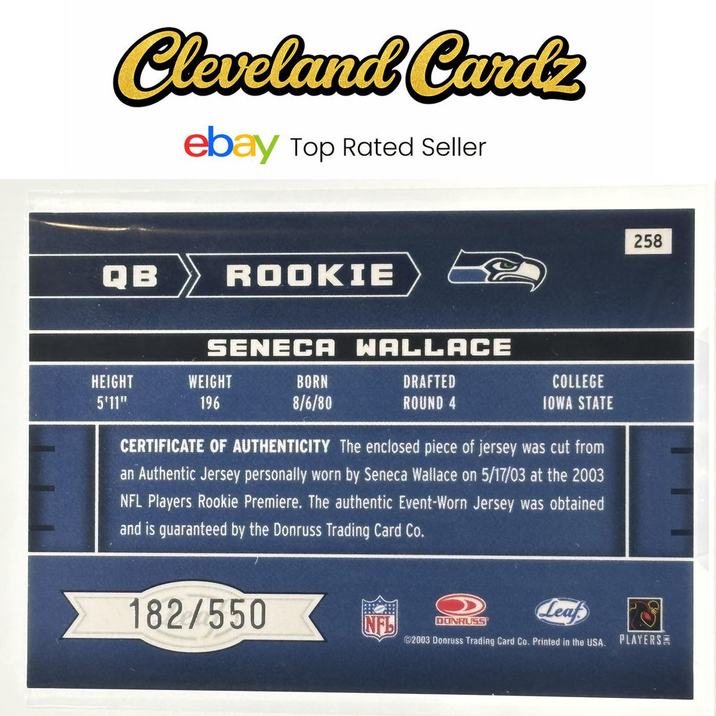 2003 Leaf Rookies & Stars #258 Seneca Wallace #/550 RC
