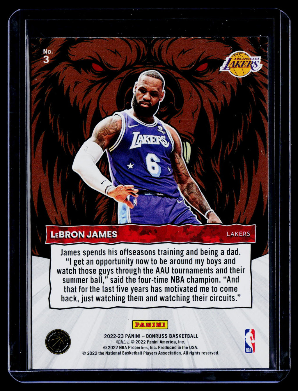 2022-23 Donruss #3 LeBron James Unleashed Purple Press Proof
