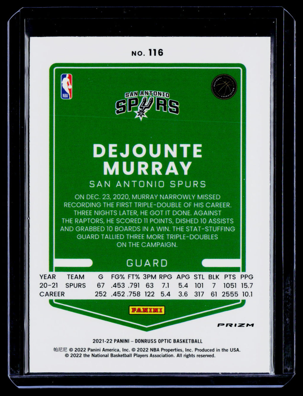 2021-22 Donruss Optic #116 Dejounte Murray Purple