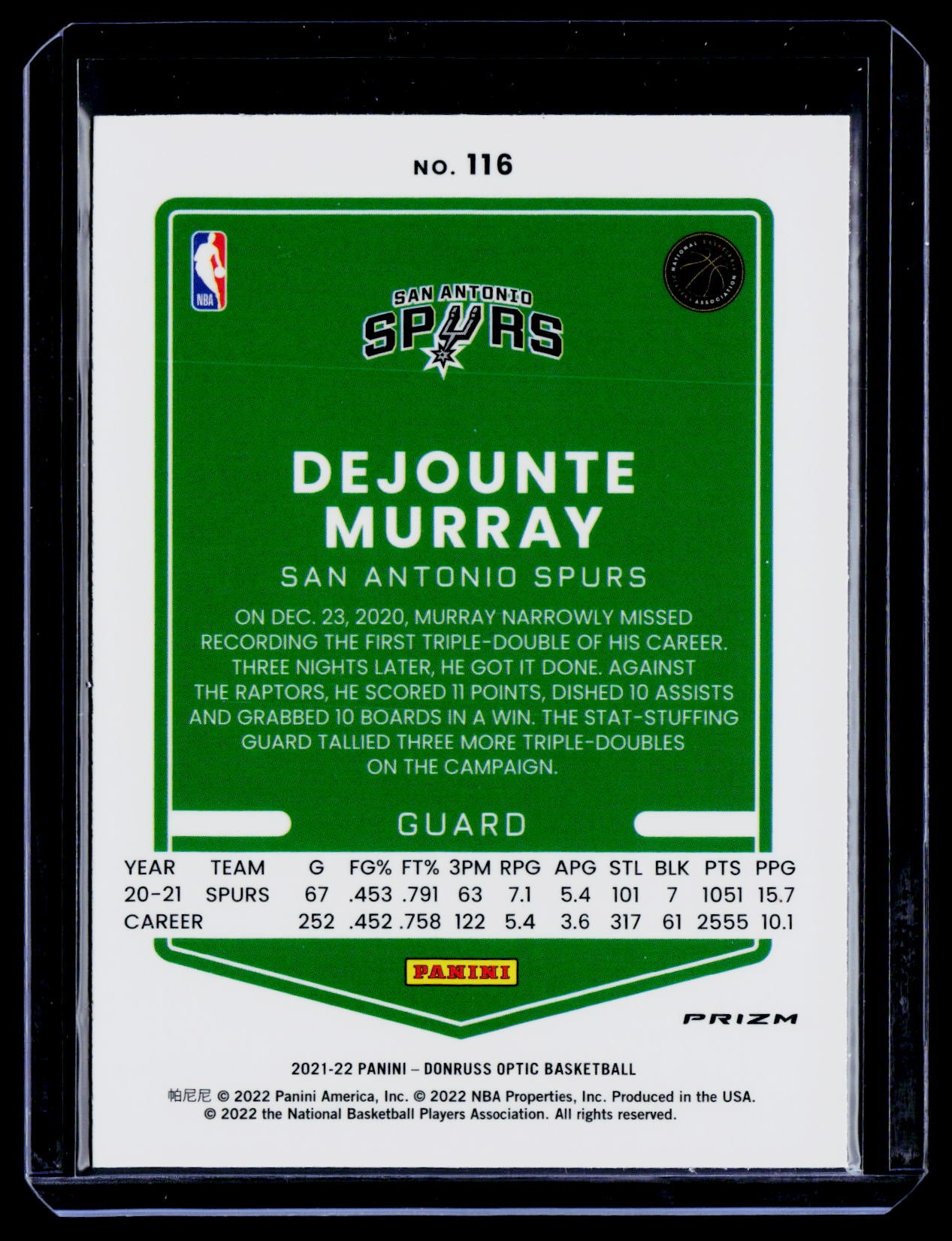 2021-22 Donruss Optic #116 Dejounte Murray Purple
