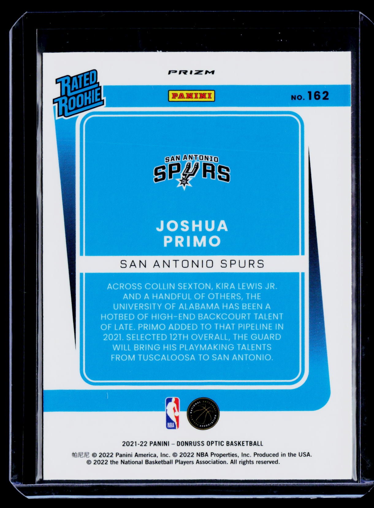 2021-22 Donruss Optic #162 Joshua Primo Holo RC