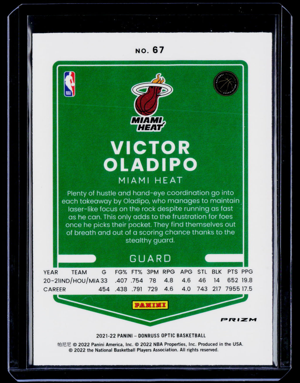 2021-22 Donruss Optic #67 Victor Oladipo Purple