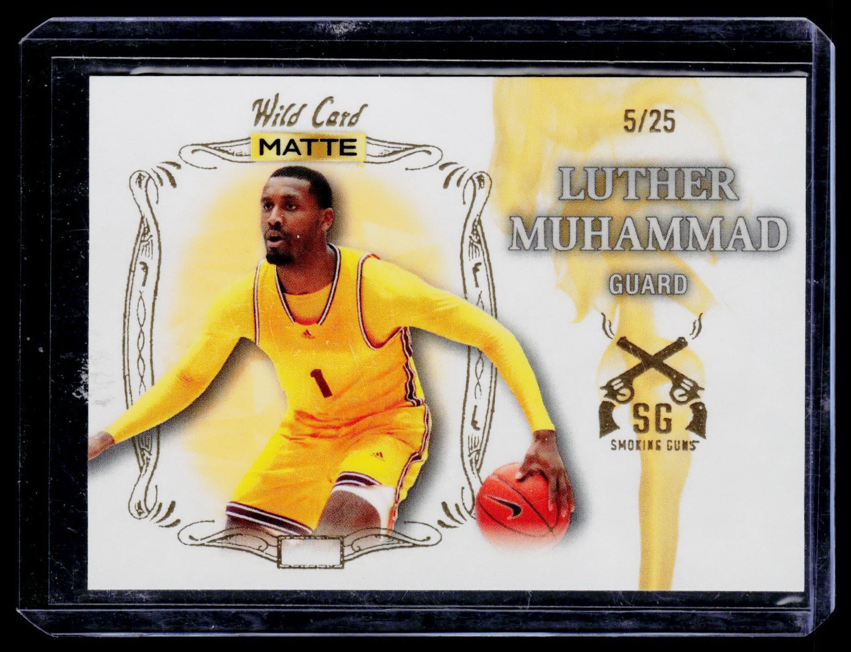 2022 Wild Card Matte #SG-17 Luther Muhammad Smoking Guns White/Gold #/25