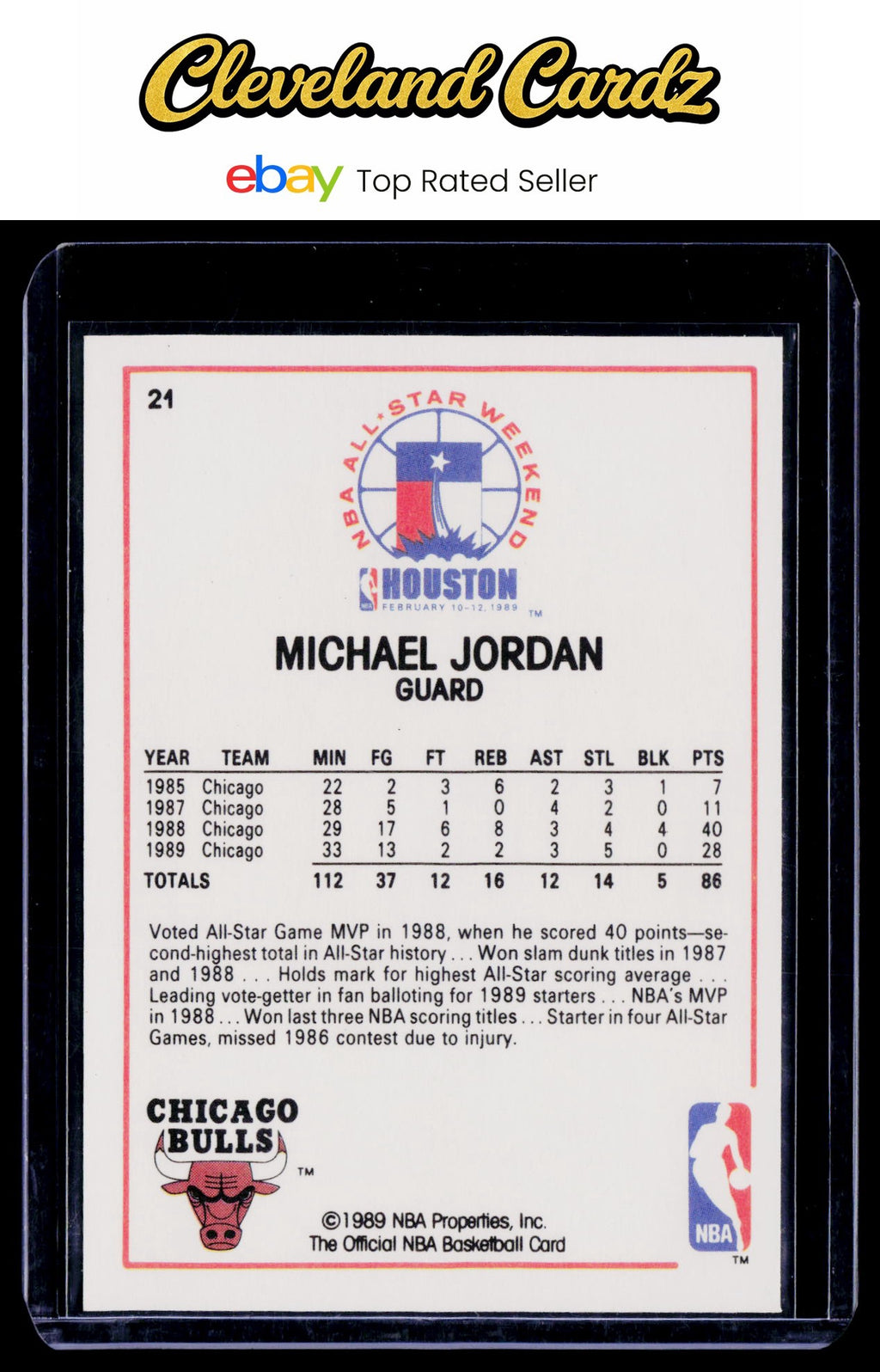 1989-90 Hoops All-Star Panels Perforated #21 Michael Jordan
