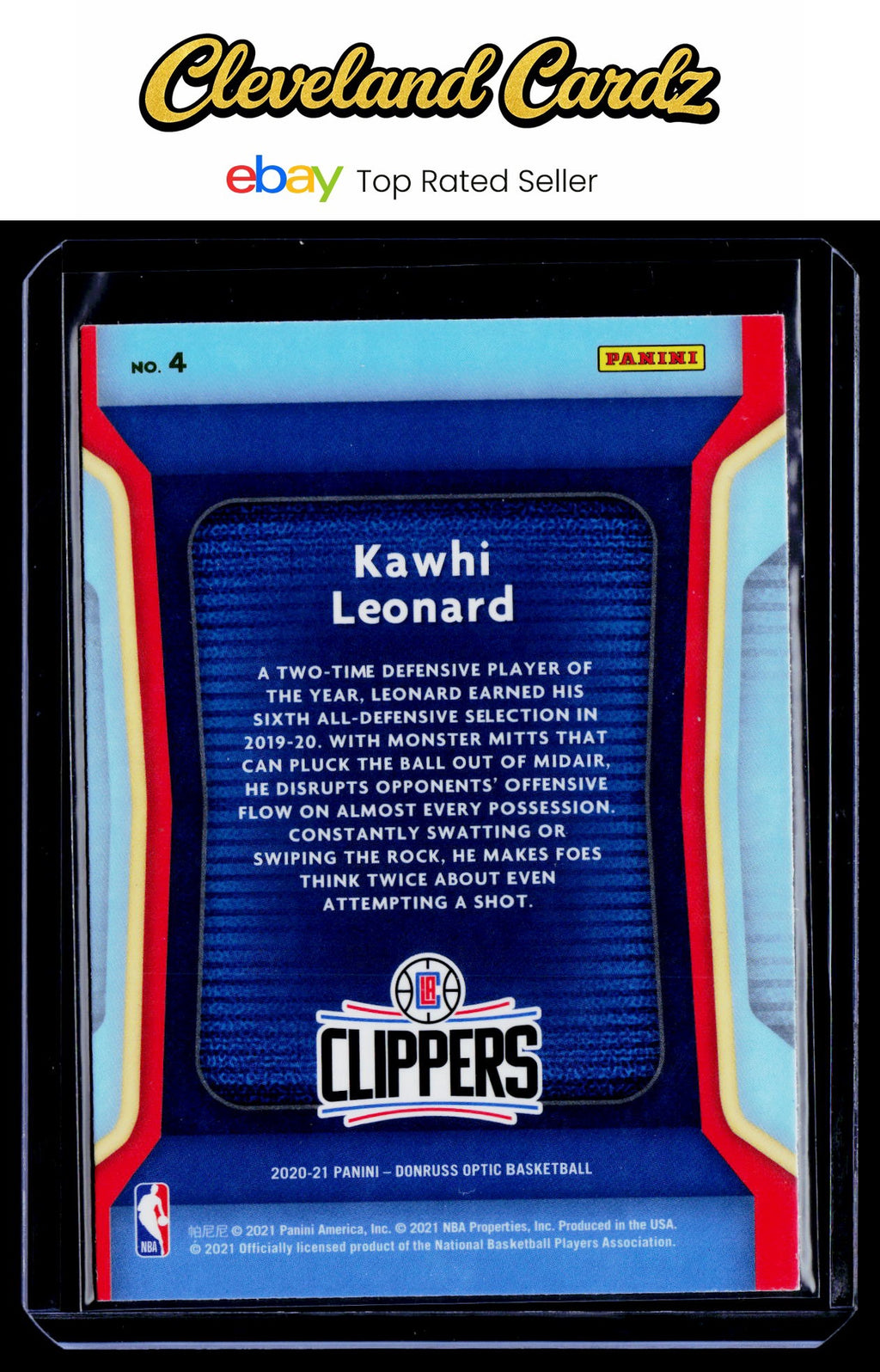2020-21 Donruss Optic #4 Kawhi Leonard Air Defense