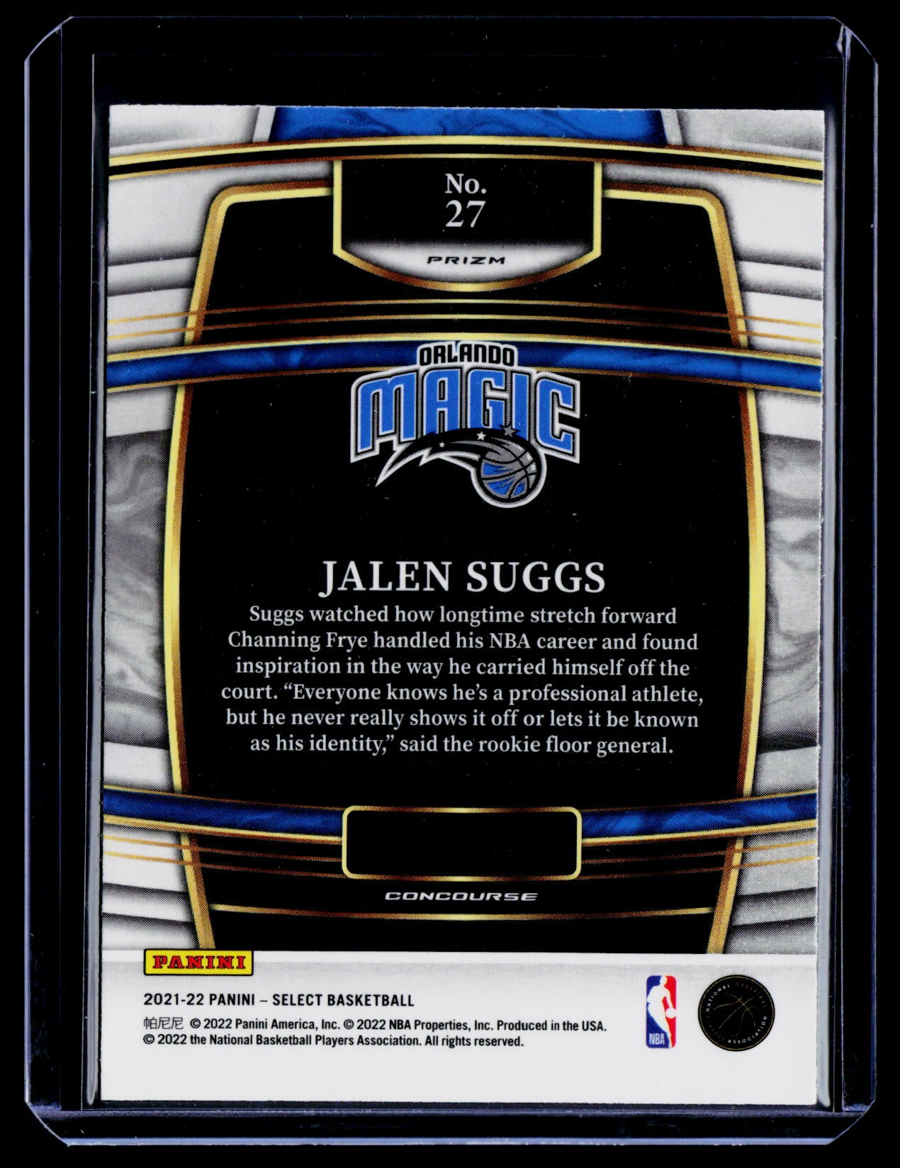 2021-22 Panini Select #27 Jalen Suggs Orange Flash Prizms RC