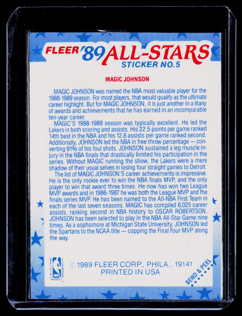 1989-90 Fleer #5 Magic Johnson Stickers