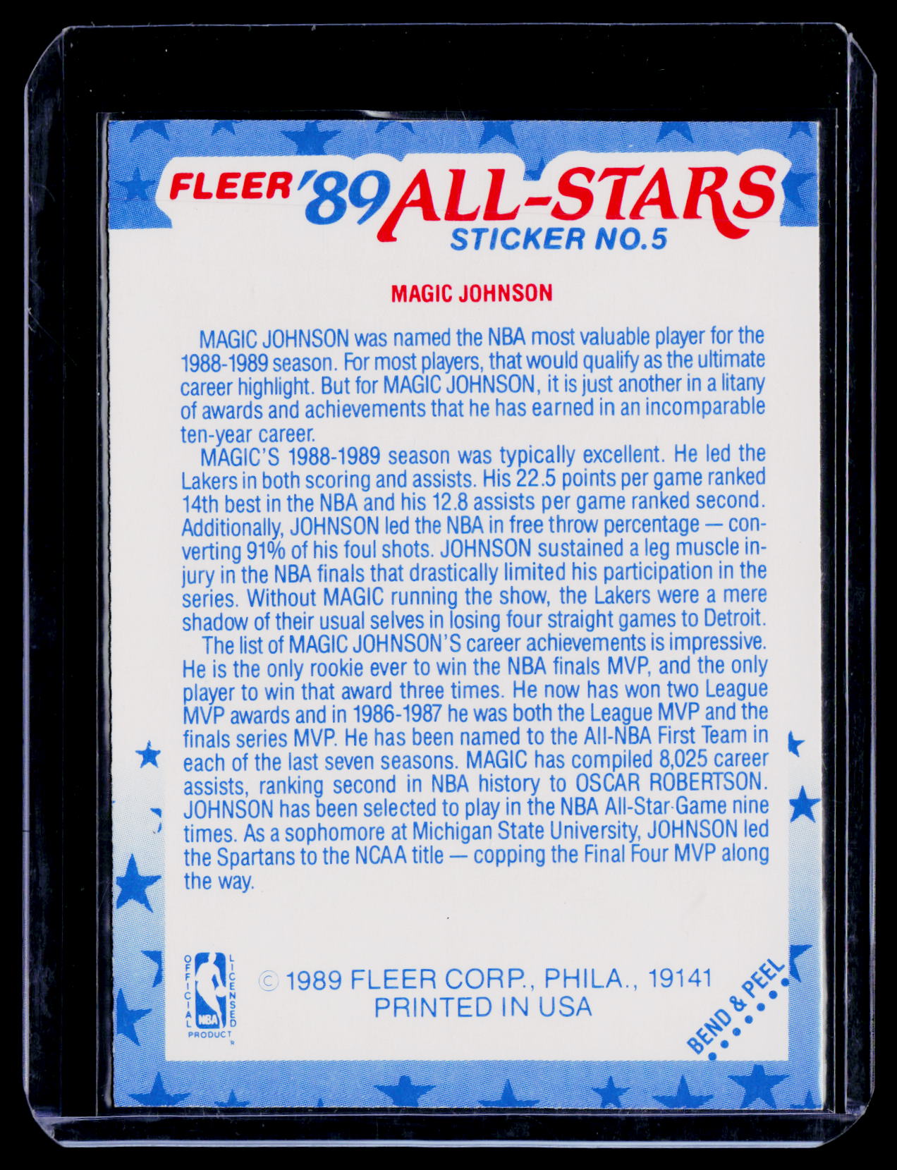 1989-90 Fleer #5 Magic Johnson Stickers