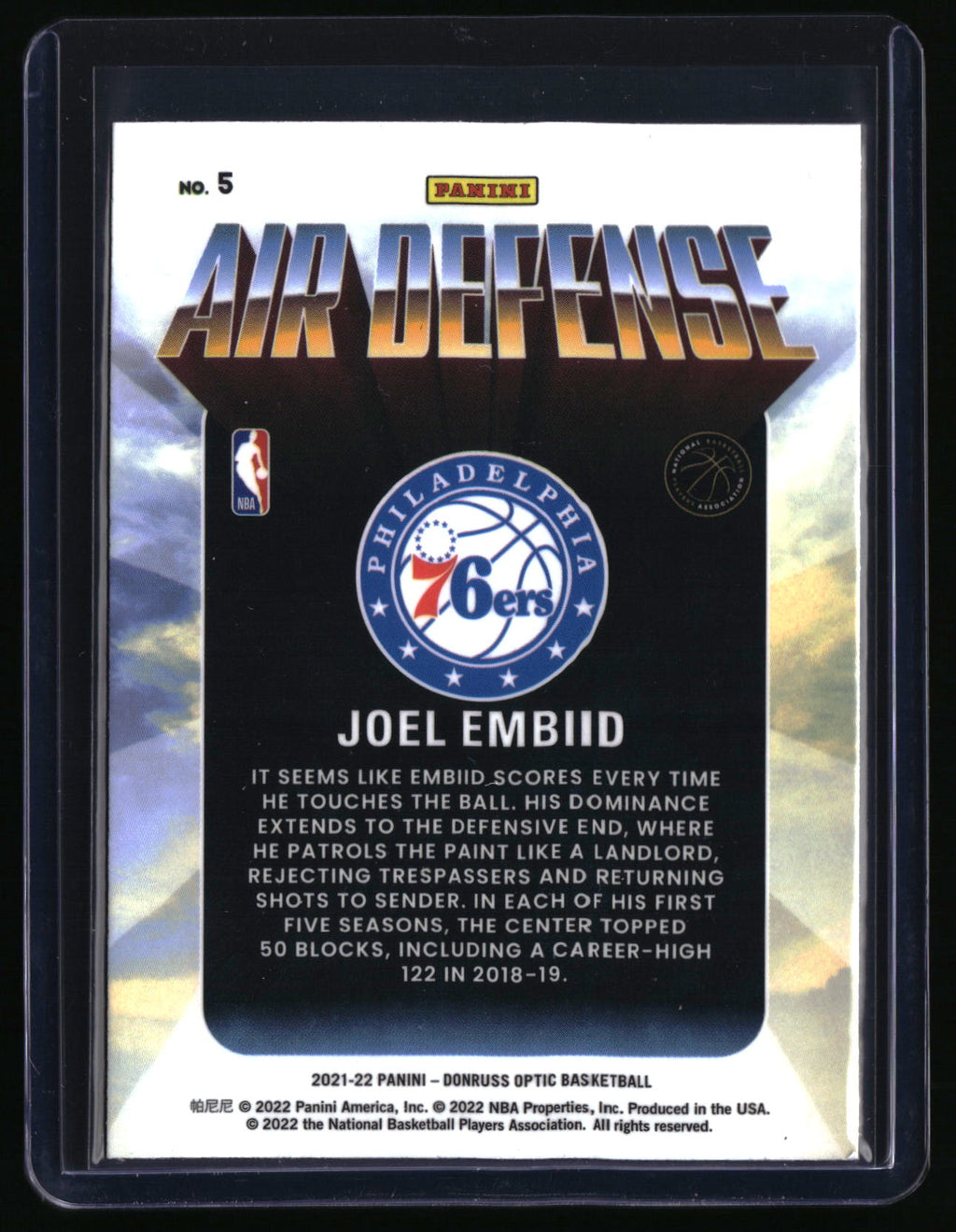 2021-22 Donruss Optic #5 Joel Embiid Air Defense