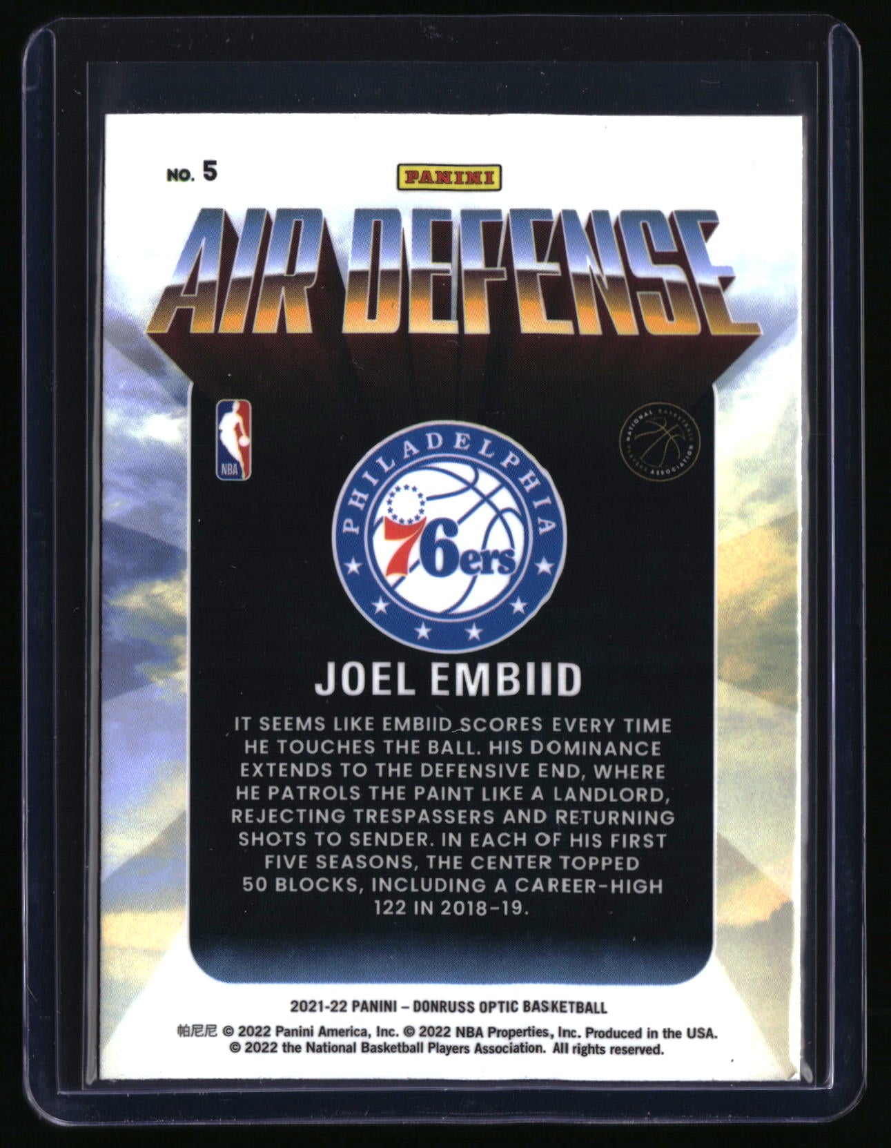 2021-22 Donruss Optic #5 Joel Embiid Air Defense