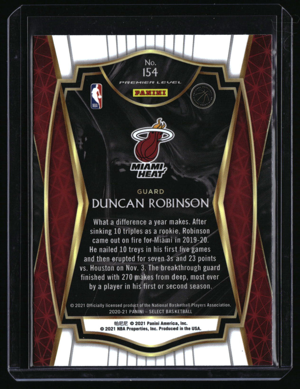 2020-21 Panini Select #154 Duncan Robinson