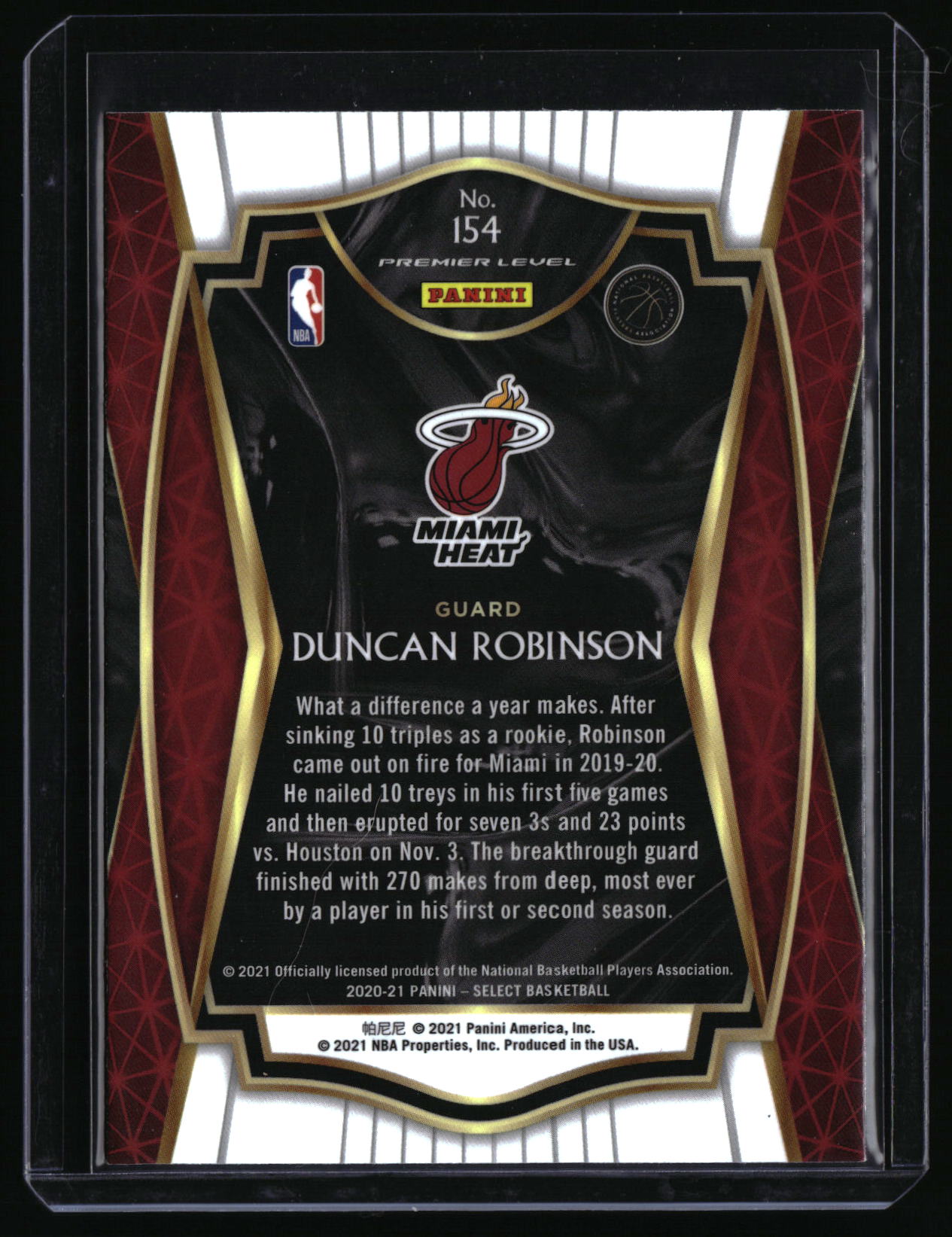 2020-21 Panini Select #154 Duncan Robinson