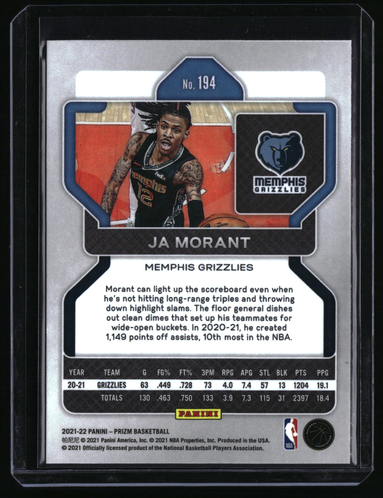 2021-22 Panini Prizm #194 Ja Morant