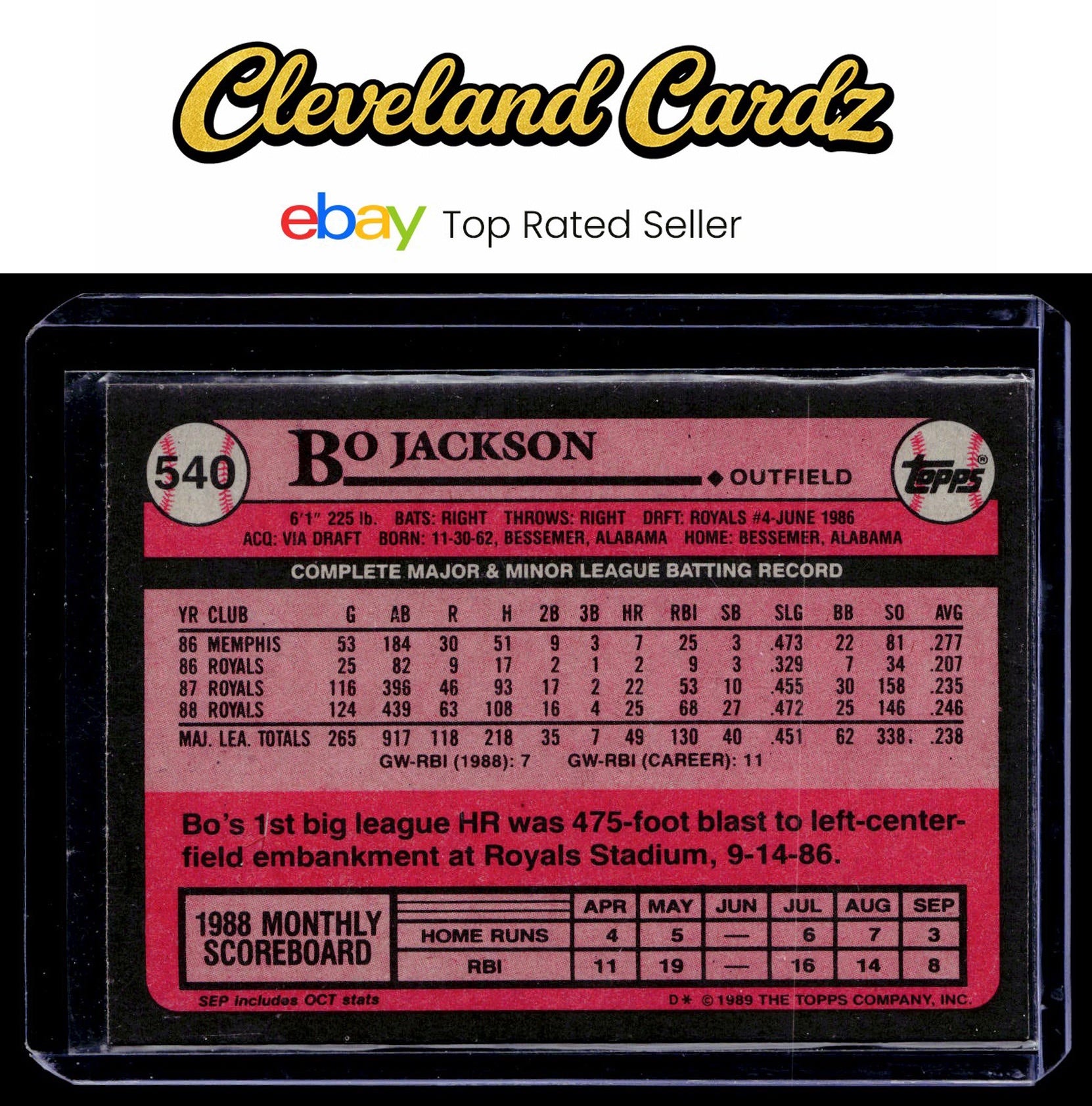 1989 Topps #540 Bo Jackson