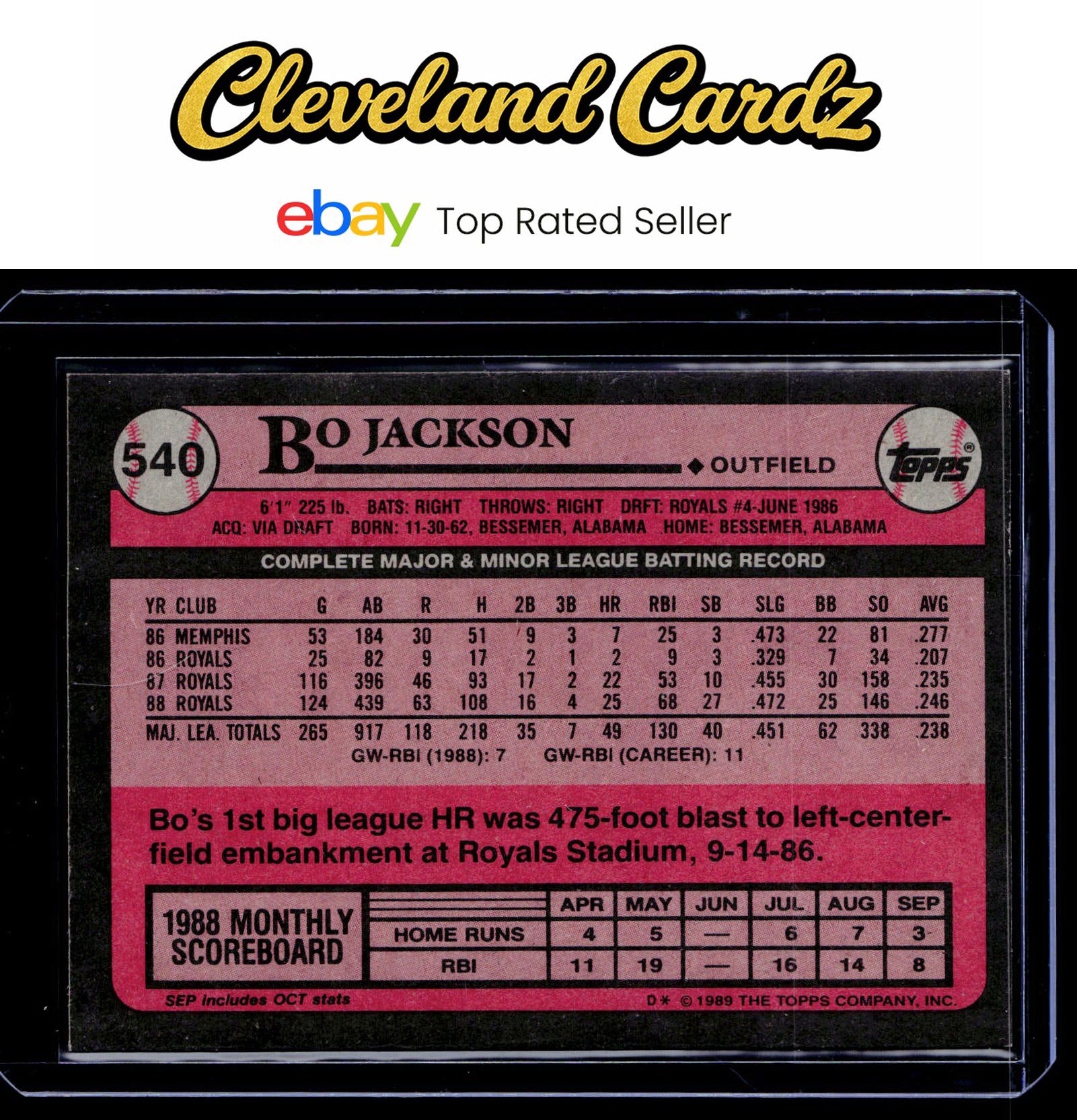 1989 Topps #540 Bo Jackson