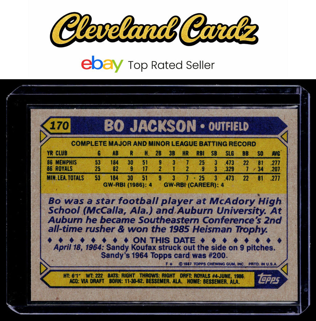 1987 Topps #170 Bo Jackson RC