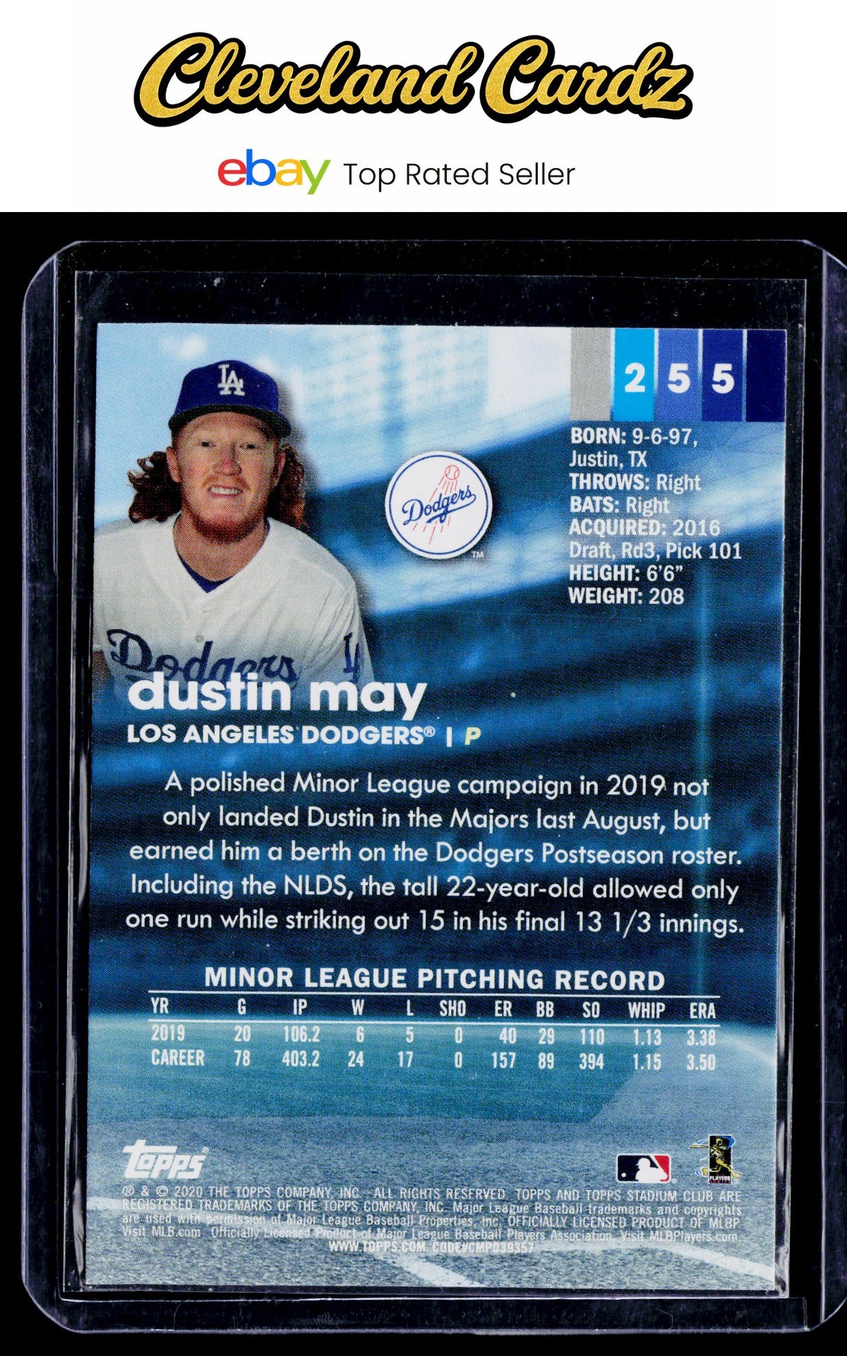 2020 Stadium Club #255 Dustin May RC