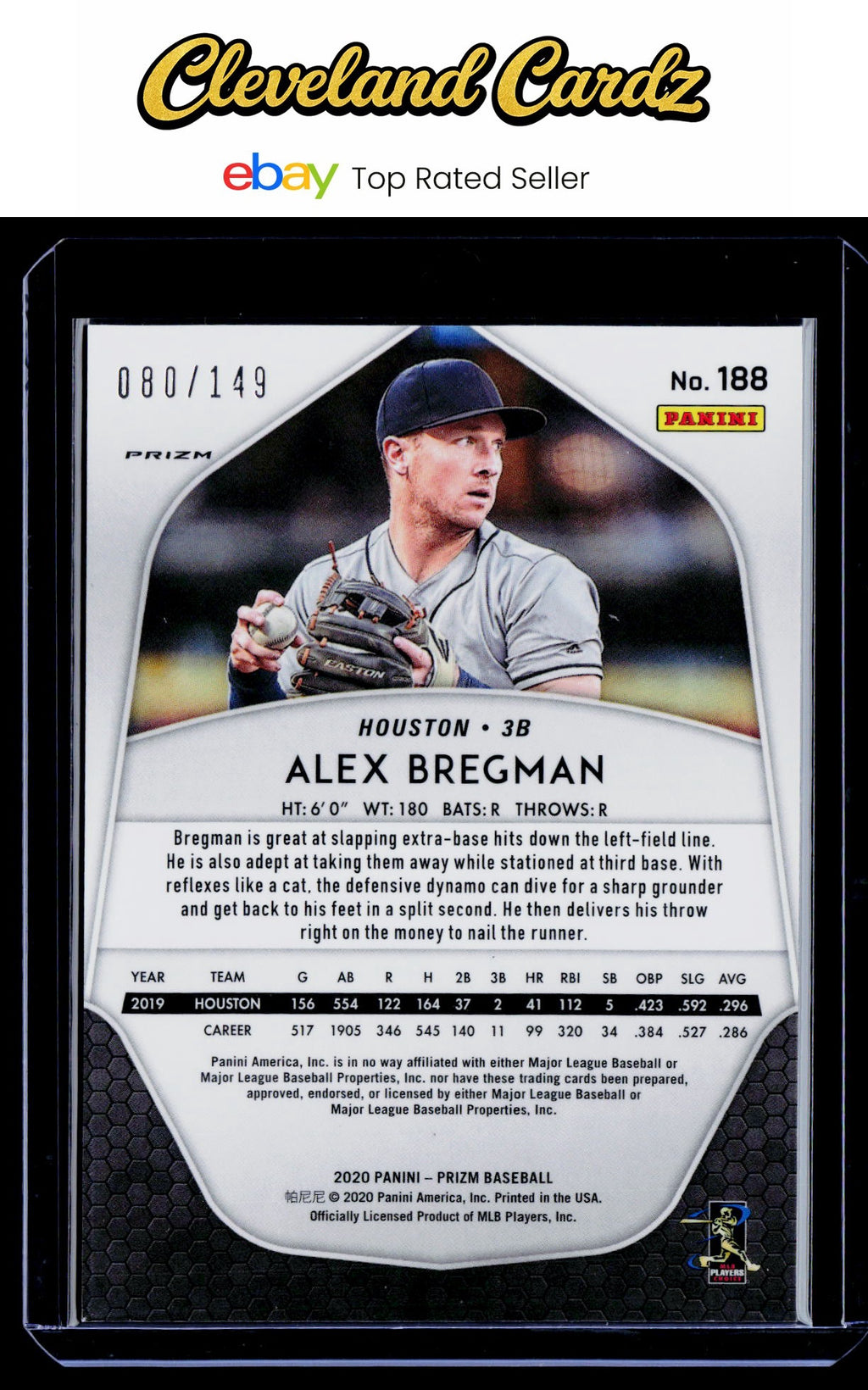 2020 Panini Prizm #188 Alex Bregman Red Mojo Prizm #/149