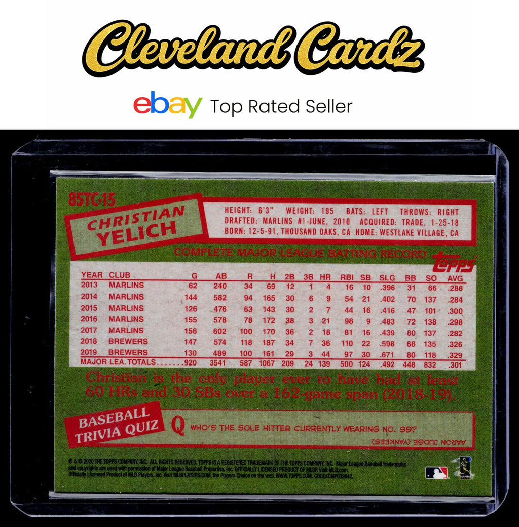 2020 Topps Chrome #85TC-15 Christian Yelich 1985 Topps Baseball