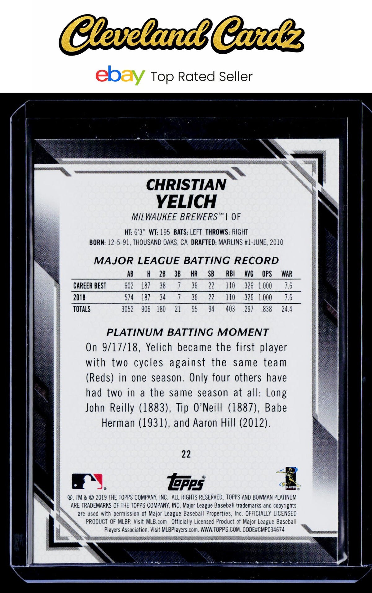 2019 Bowman Platinum #22 Christian Yelich