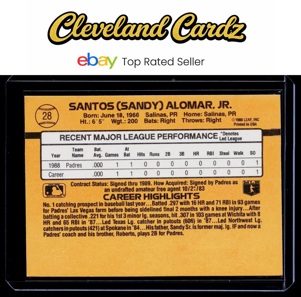 1989 Donruss #28 Sandy Alomar Jr. RC