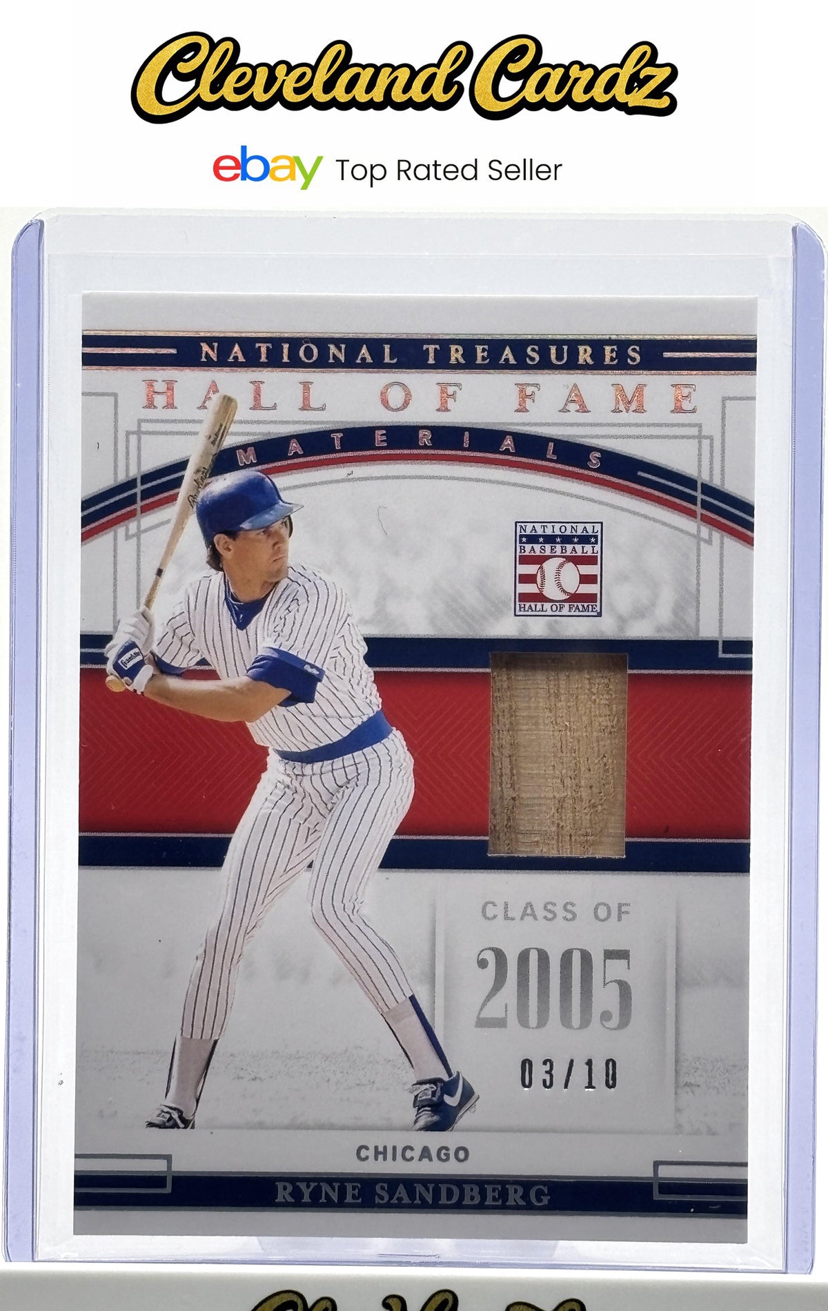 2020 Panini NT #HFM-RY Ryne Sandberg HOF GAME USED Materials Holo Silver #/10
