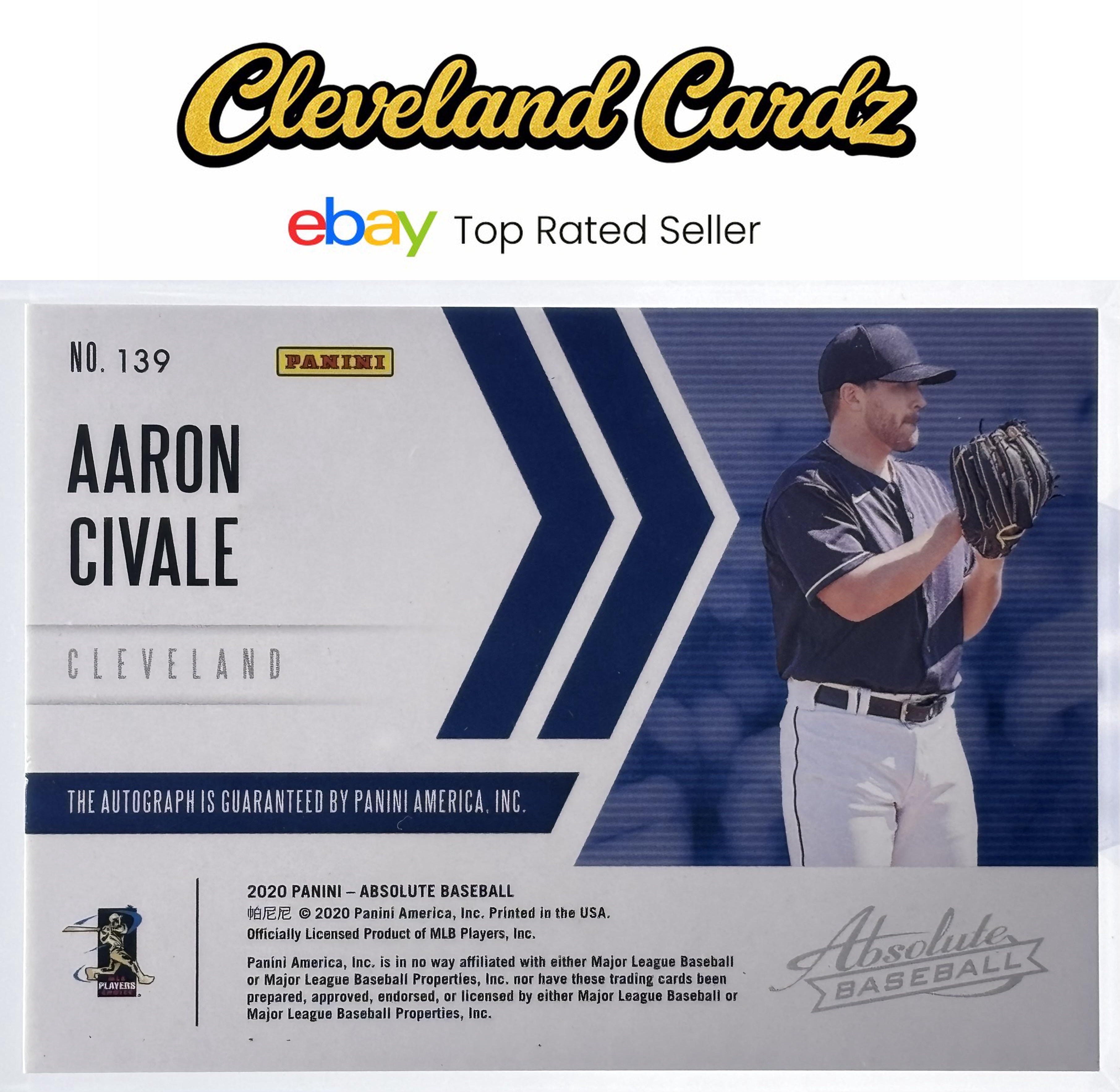 2020 Panini Absolute #139 Aaron Civale Rookie Material Signatures Blue #/99 RC