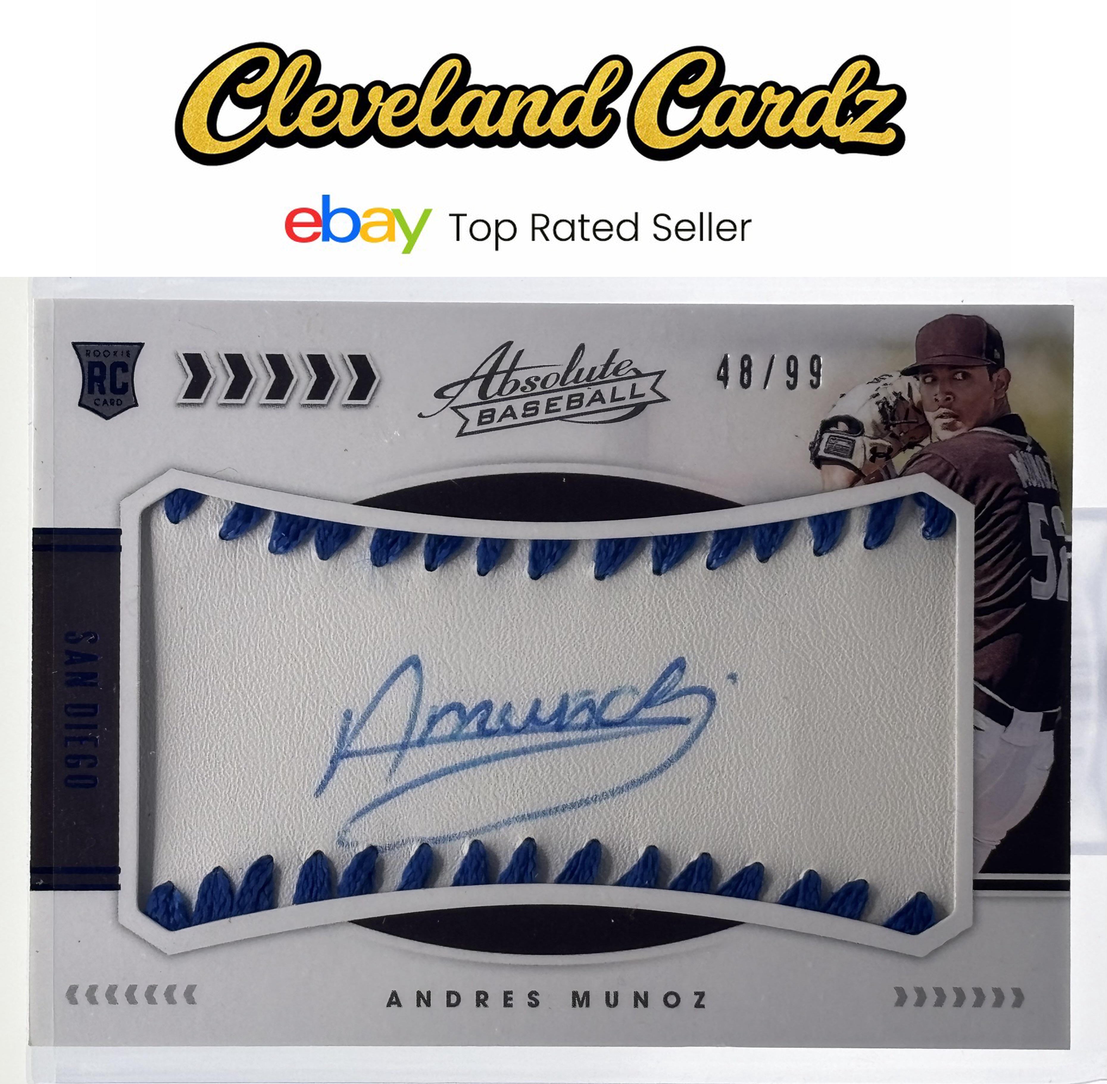 2020 Panini Absolute #165 Andres Munoz Rookie Material Signatures Blue #/99 RC