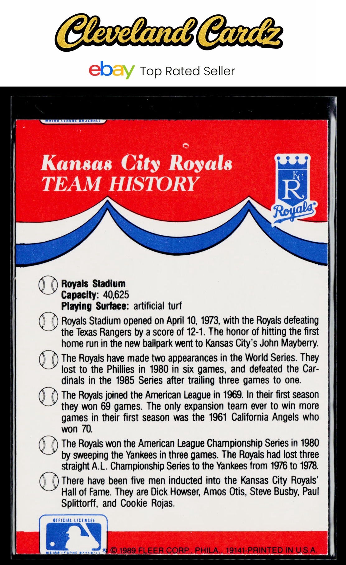 1989 Fleer #NNO AL: Indians/Tigers/Royals/Brewers Team Stickers