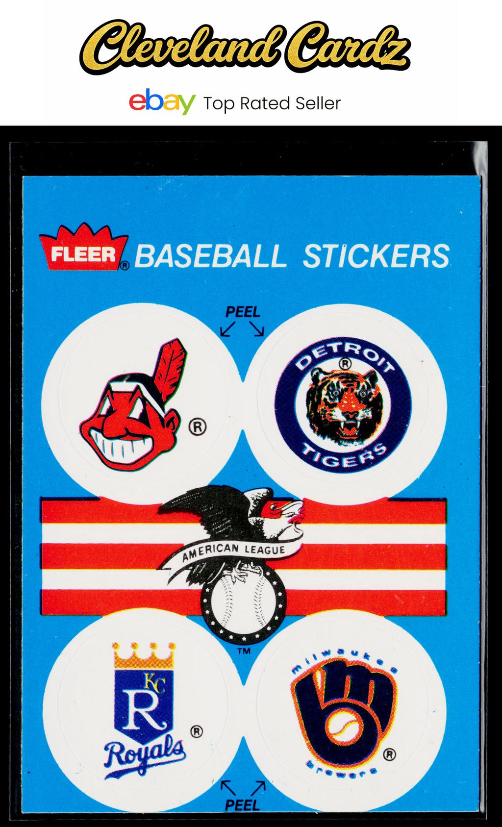 1989 Fleer #NNO AL: Indians/Tigers/Royals/Brewers Team Stickers