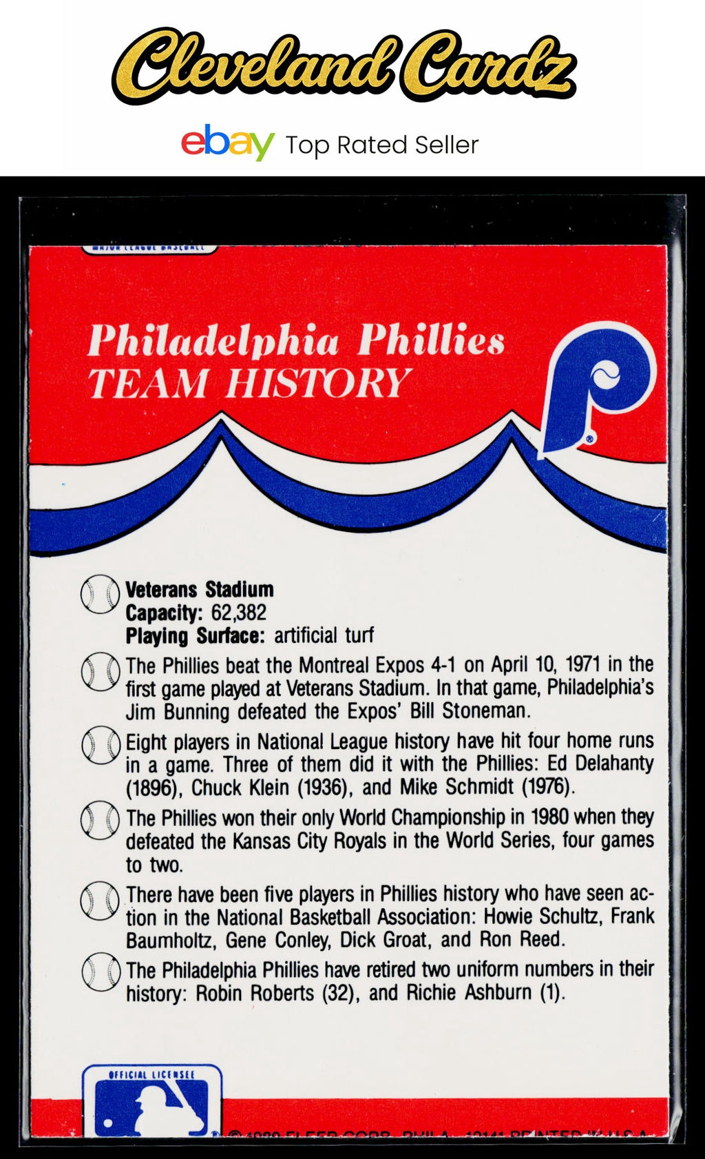 1989 Fleer #NNO MLB: Indians/Tigers/Mets/Phillies Team Stickers