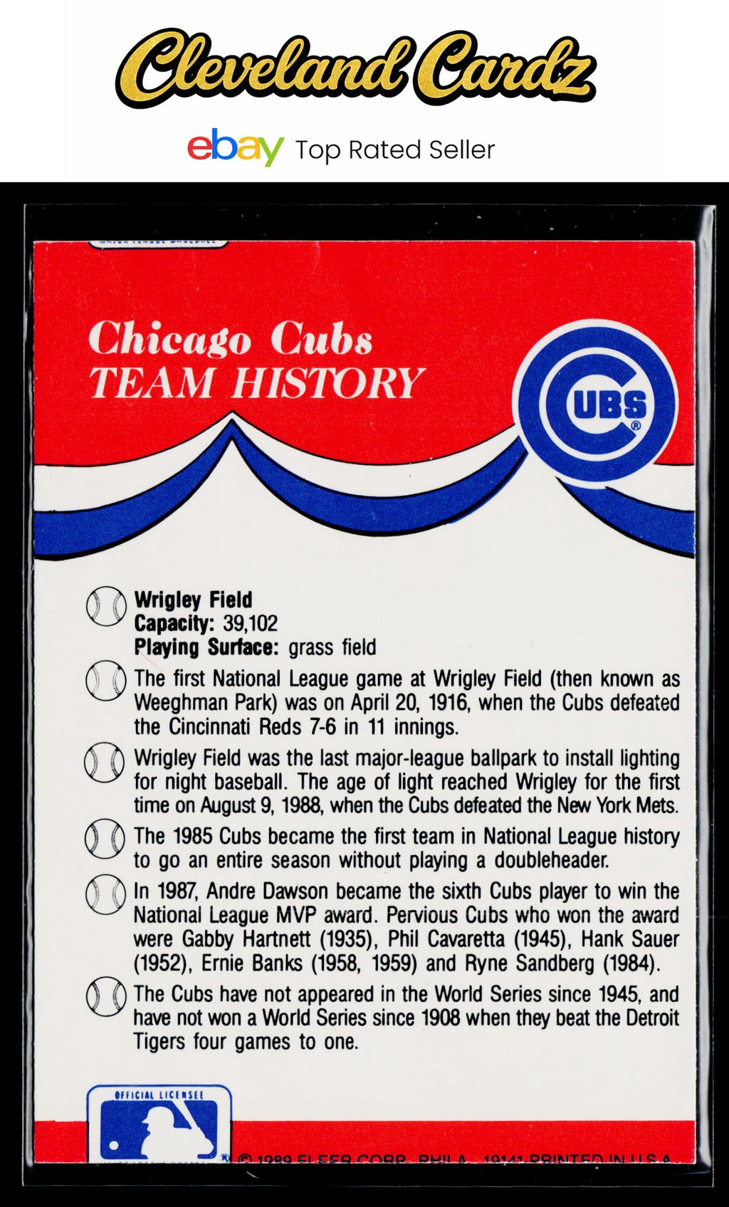 1989 Fleer #NNO MLB: Braves/Cubs/Royals/Brewers Team Stickers