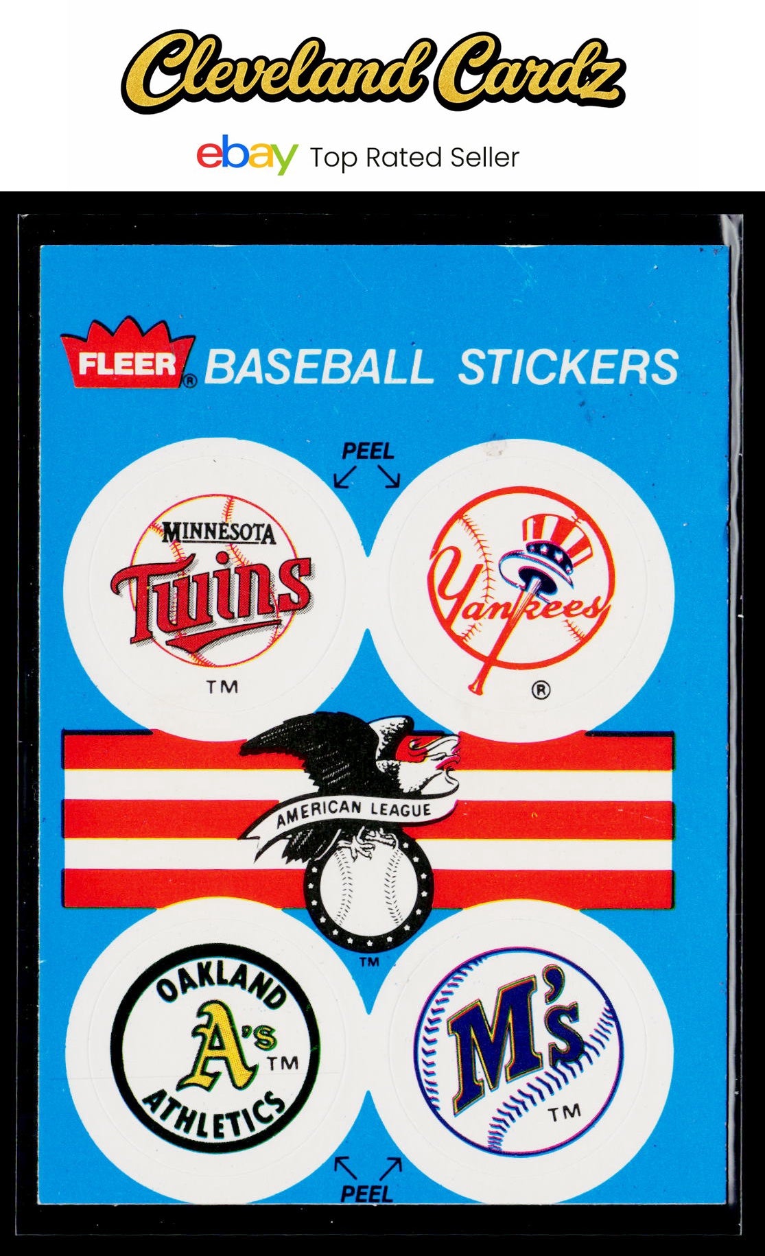 1989 Fleer #NNO AL: Twins/Yankees/Athletics/Mariners Team Stickers