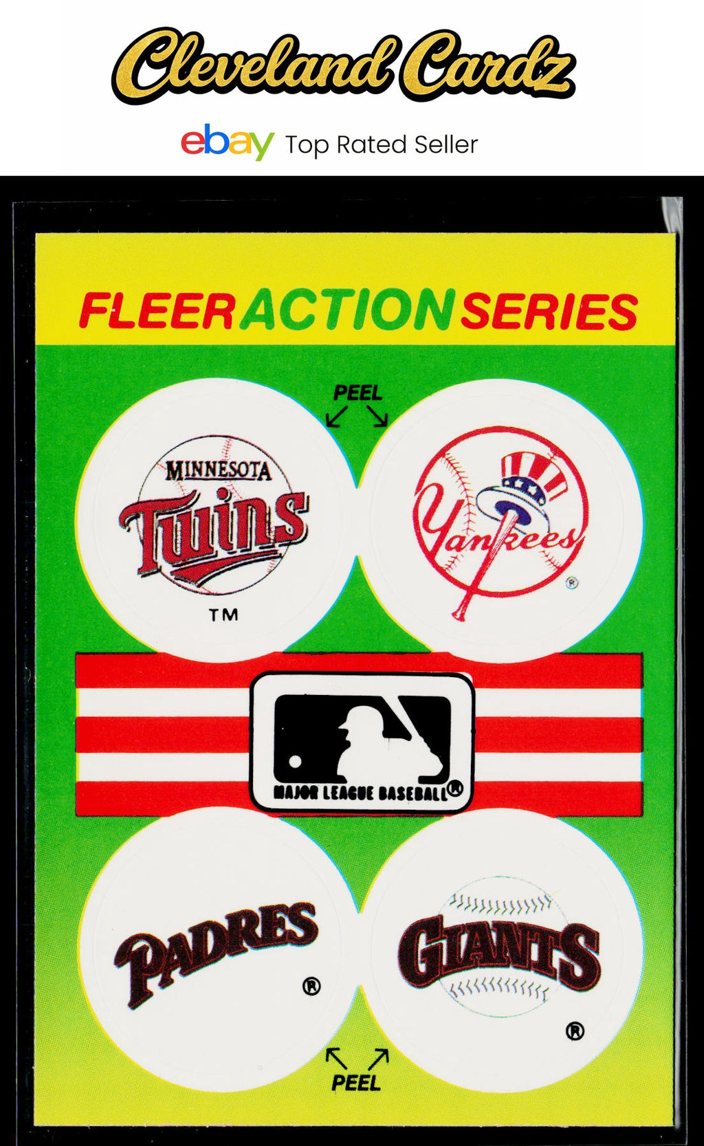 1990 Fleer #NNO MLB: Twins/Yankees/Padres/Giants Action Series Team Stickers