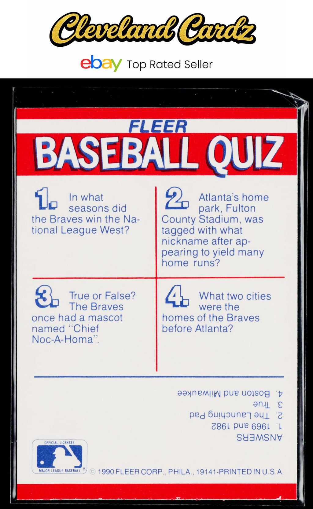 1990 Fleer #NNO Atlanta Braves Action Series Team Stickers