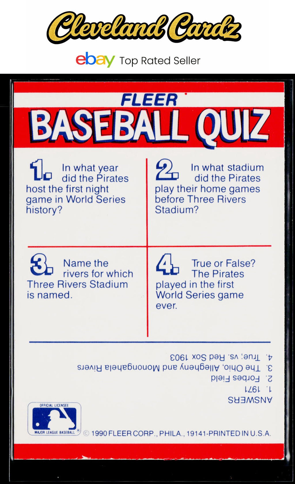 1990 Fleer #NNO Pittsburgh Pirates Action Series Team Stickers