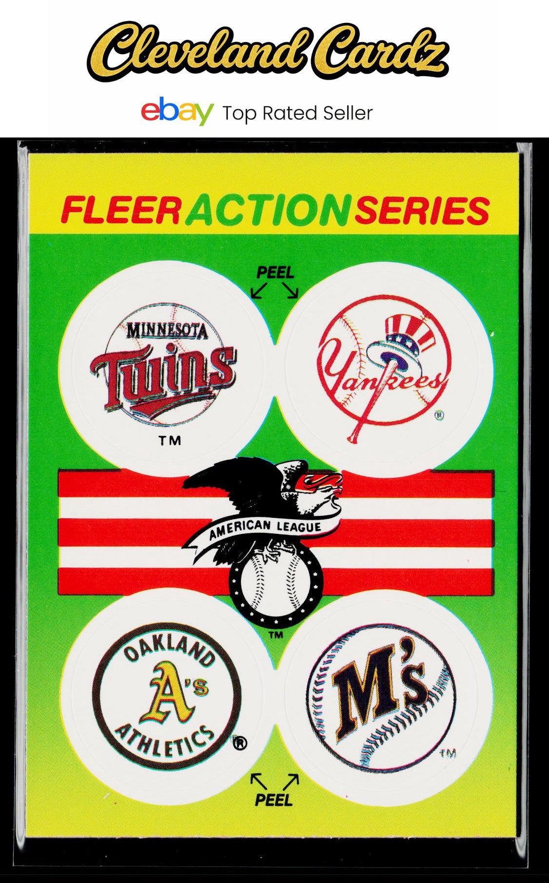 1990 Fleer #NNO AL: Twins/Yankees/Athletics/Mariners Action Series Team Stickers
